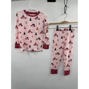 NWT In My Jammers Snug Fitting Holly Jolly Cruisers Pajamas Set Kids 4T Pink